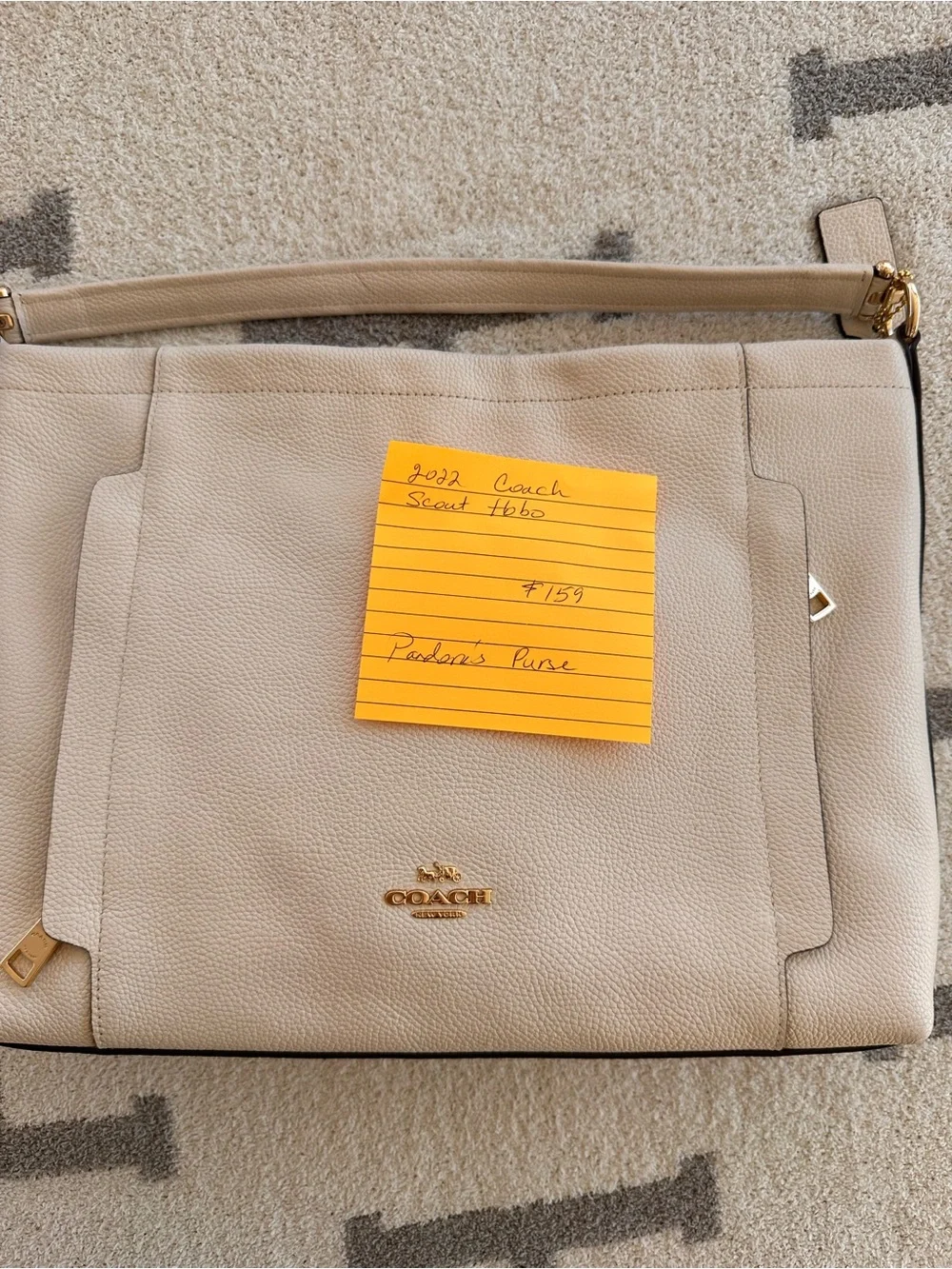 Coach Pebbled Leather Shoulder Bag in Cream with Gold Hardware 2022 scout hobo